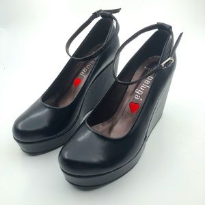 HANDMADE LEATHER MARY JANE WOMAN WEDGE HEELS